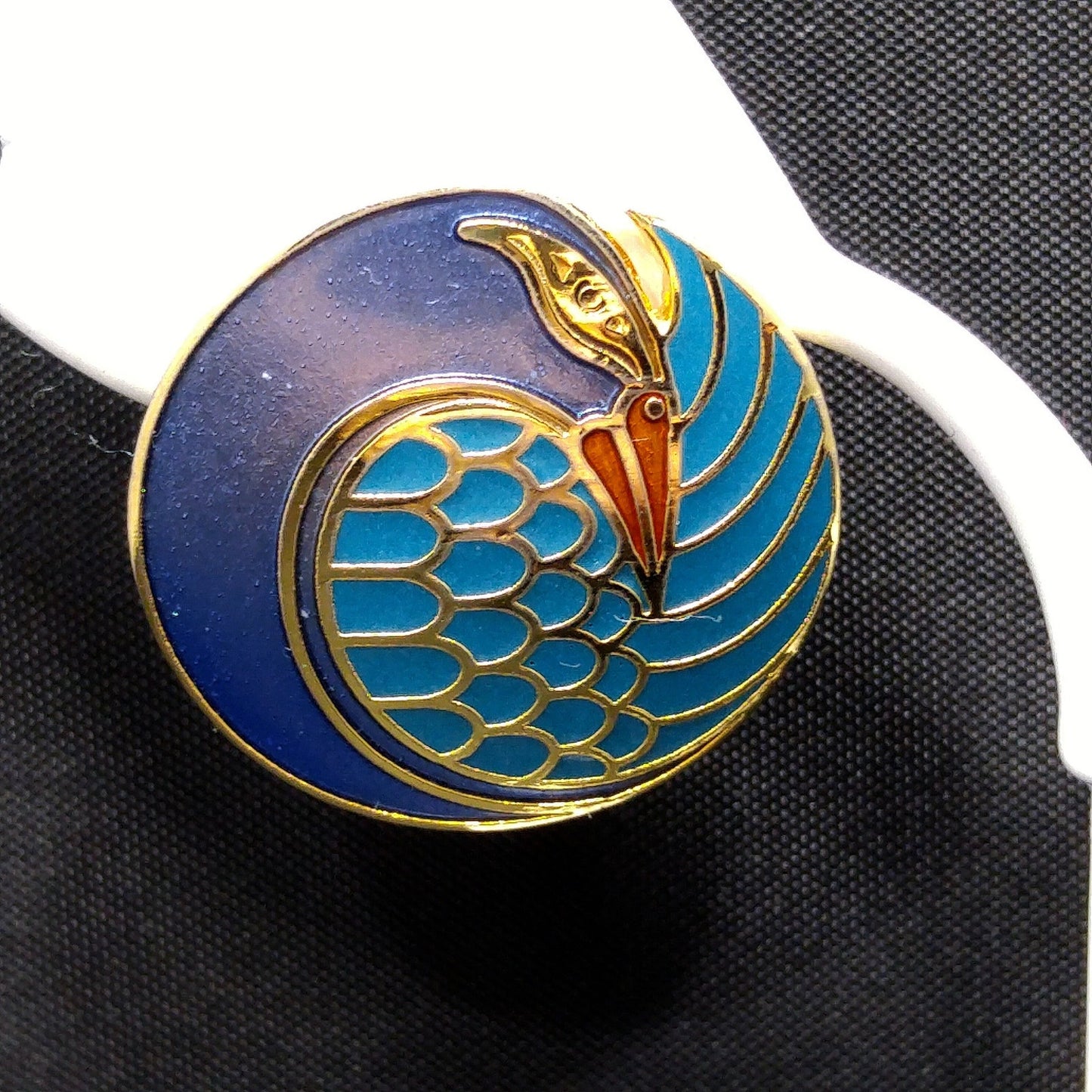 Laurel Burch "Mynah Bird" Blue Post Earrings, Gold Plated Cloisonné, 1980s