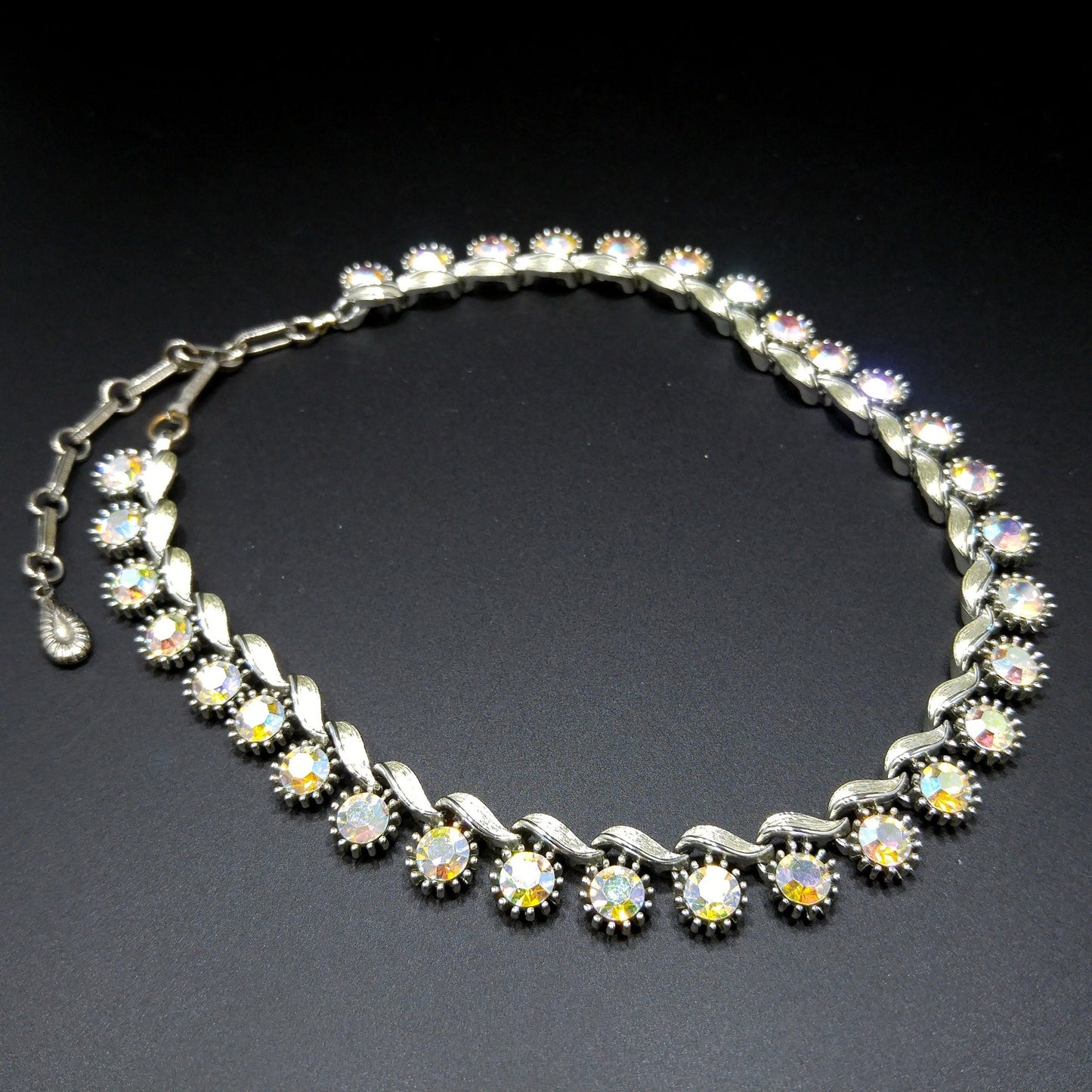 Lisner Aurora Borealis Rhinestone Necklace, 1960s Vintage Jewelry