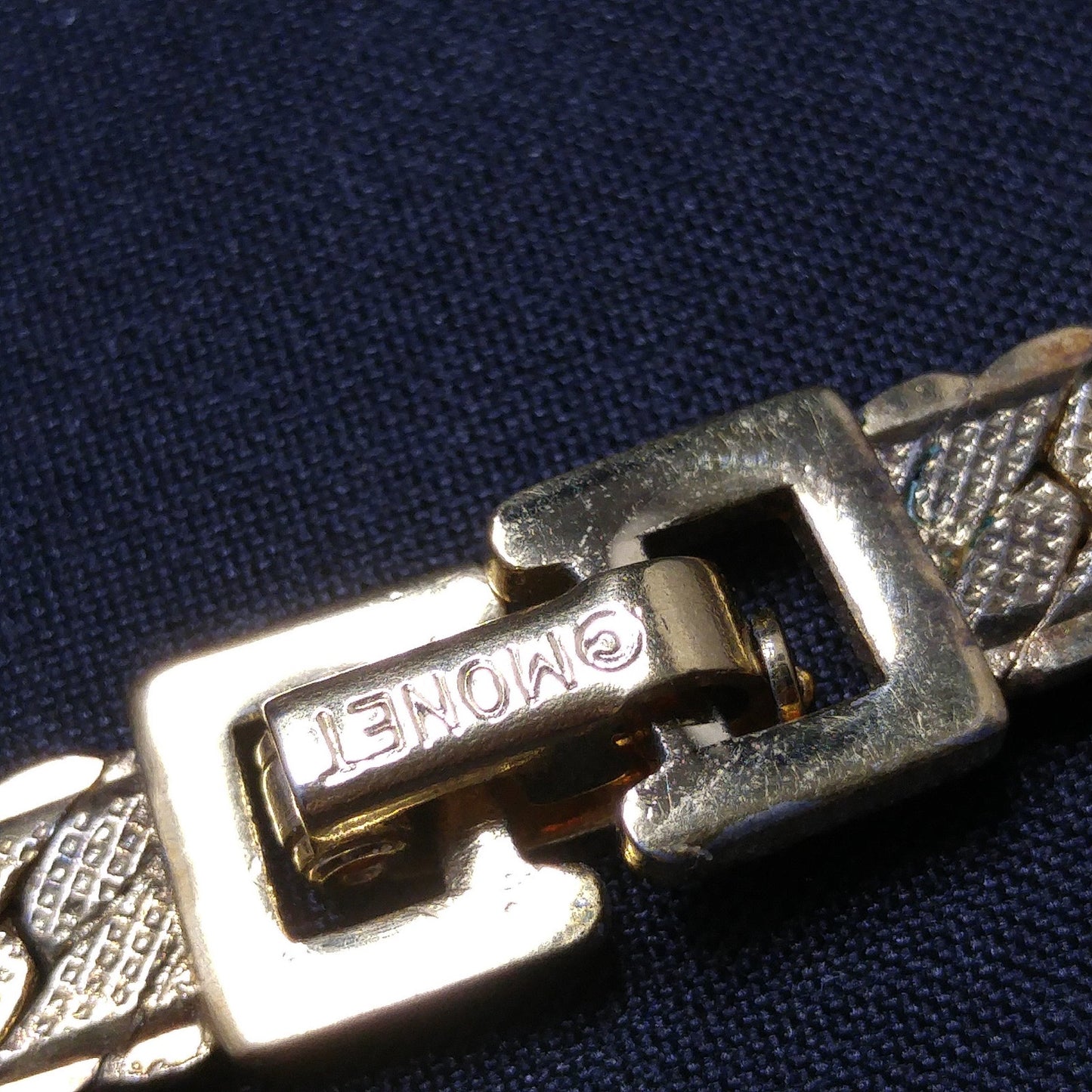 Monet Herringbone Choker Necklace, Gold Plated, 1970s Vintage Jewelry