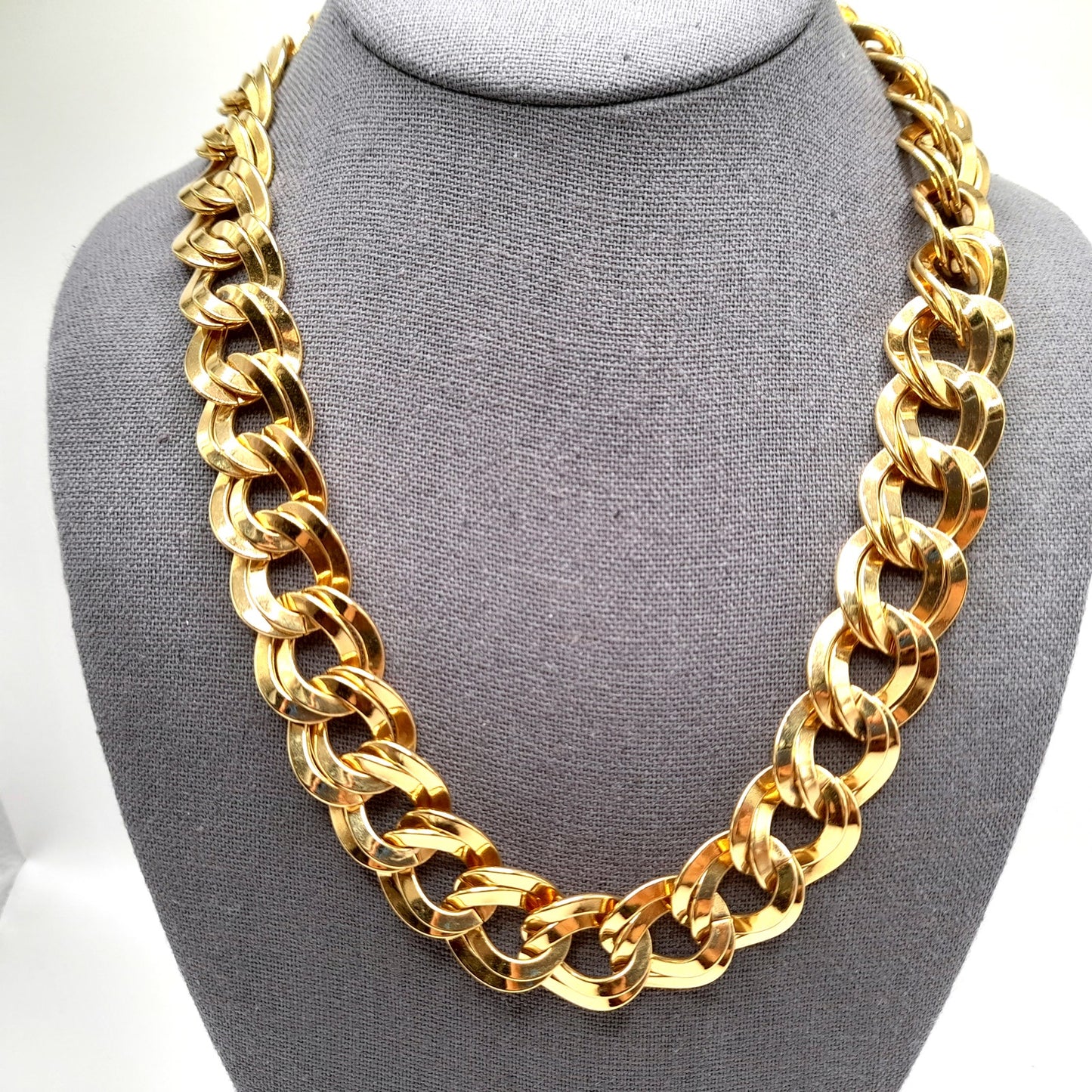Vintage 1980s MONET Double Curb Chunky Chain Necklace, 20 Inches