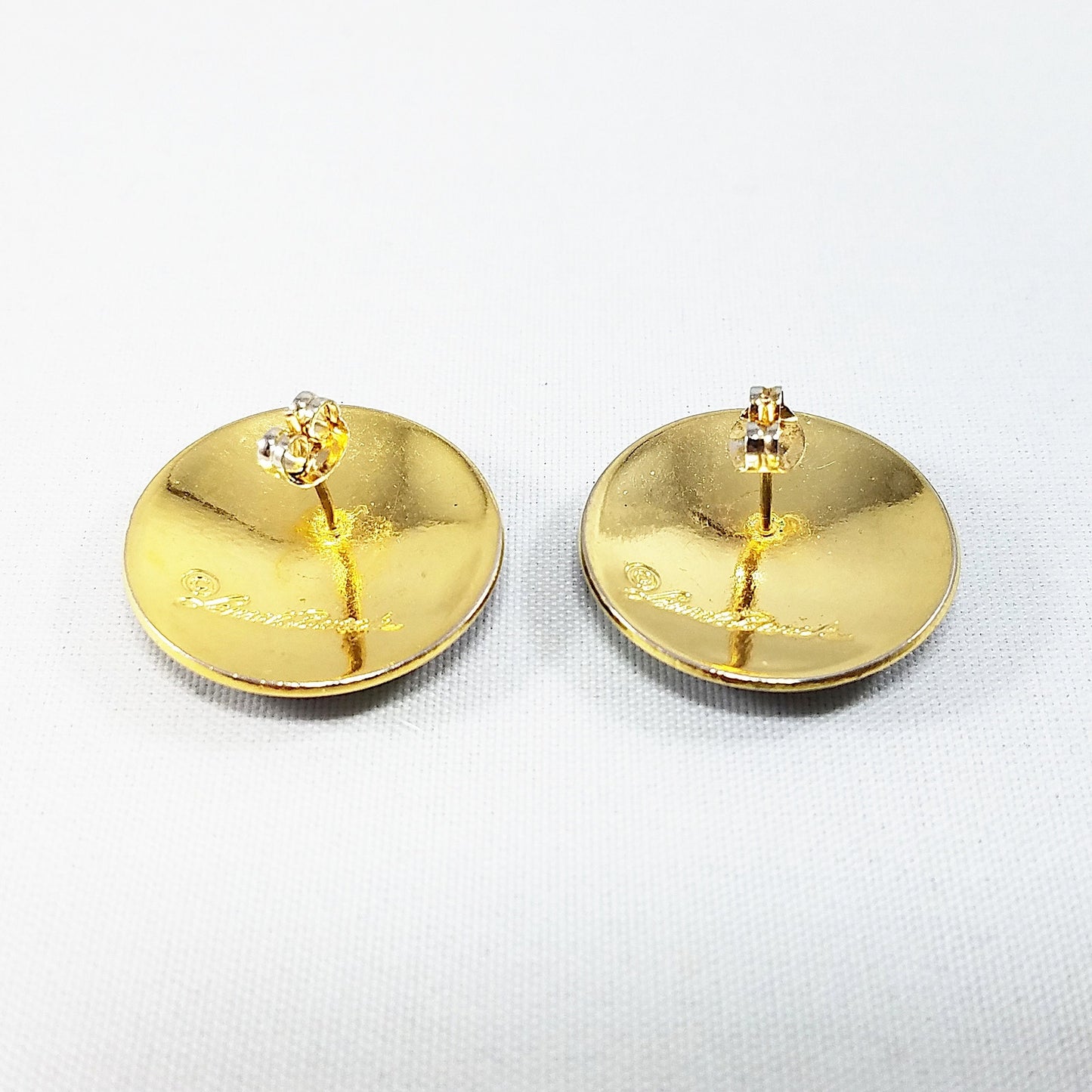 Vintage Laurel Burch Bird of Paradise Post Earrings Gold Cloisonne Enamel