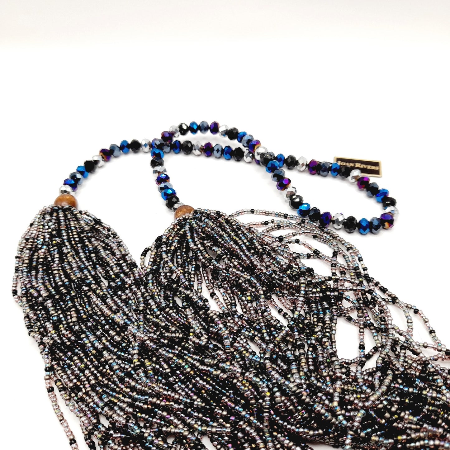 Vintage Joan Rivers Multistrand Purple Blue Silver Beaded Necklace