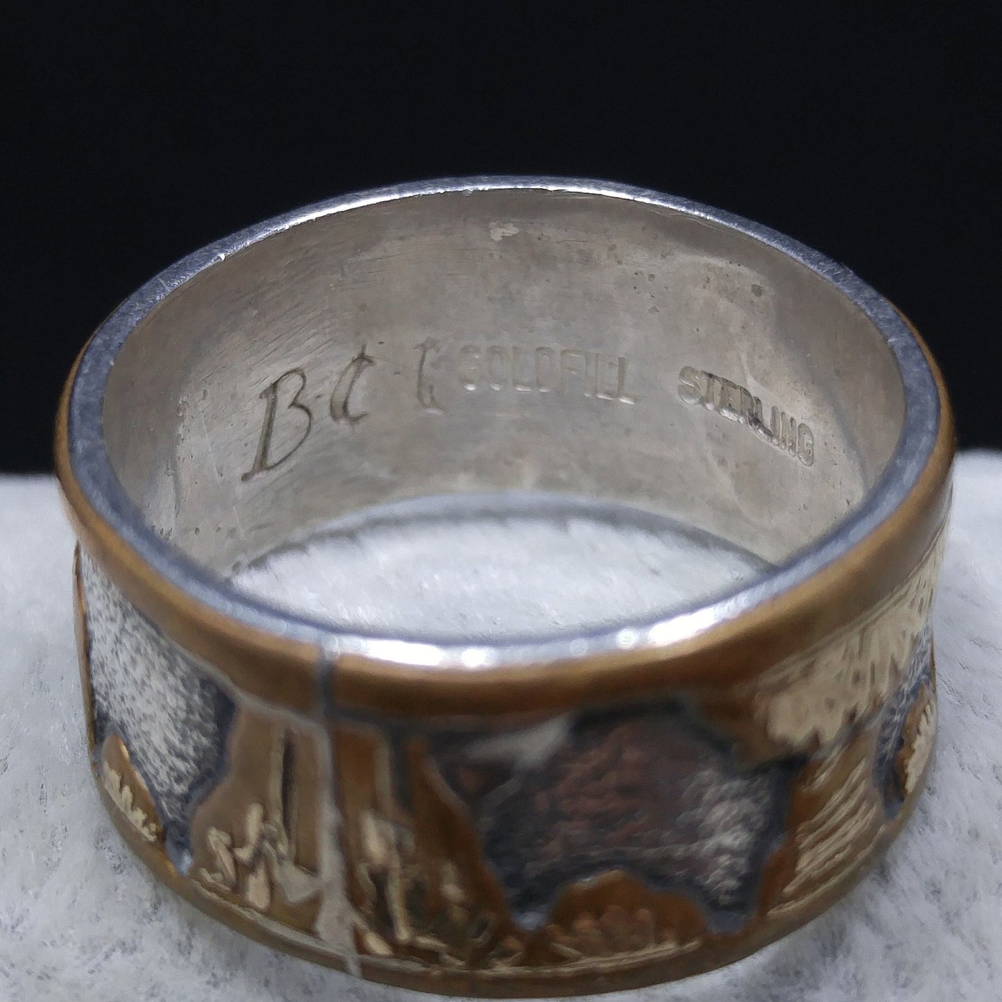 Floyd & Lloyd Becenti Navajo Ring, US Size 8 1/2, Gold Fill Sterling, 1990s Vintage Jewelry