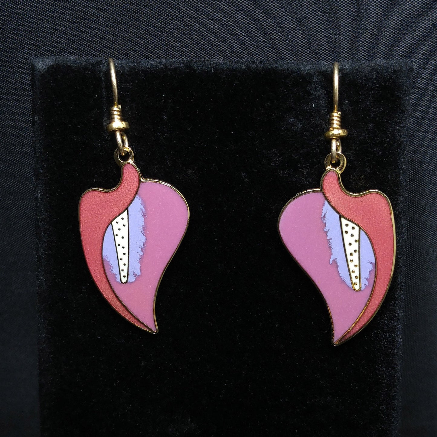 Vintage Laurel Burch "Calla Lily" Earrings, Pink Enamel, Gold Plated