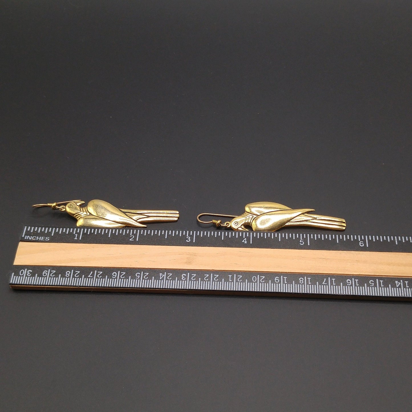 Laurel Burch Gold Plated Parrot Earrings, Gold Filled Ear Wires, 1980s Vintage Jewelry