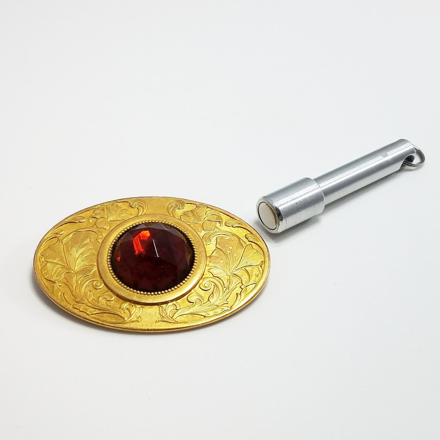 Antique Sash Pin Repousse JCP & Sons , Signed Floral Design, Early 1900s
