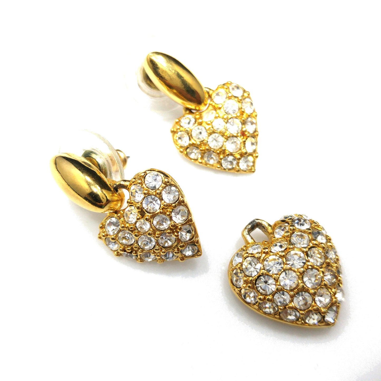 Swarovski Swan Logo Heart Earrings & Pendant Set, Gold Plate, Clear Pave Crystal