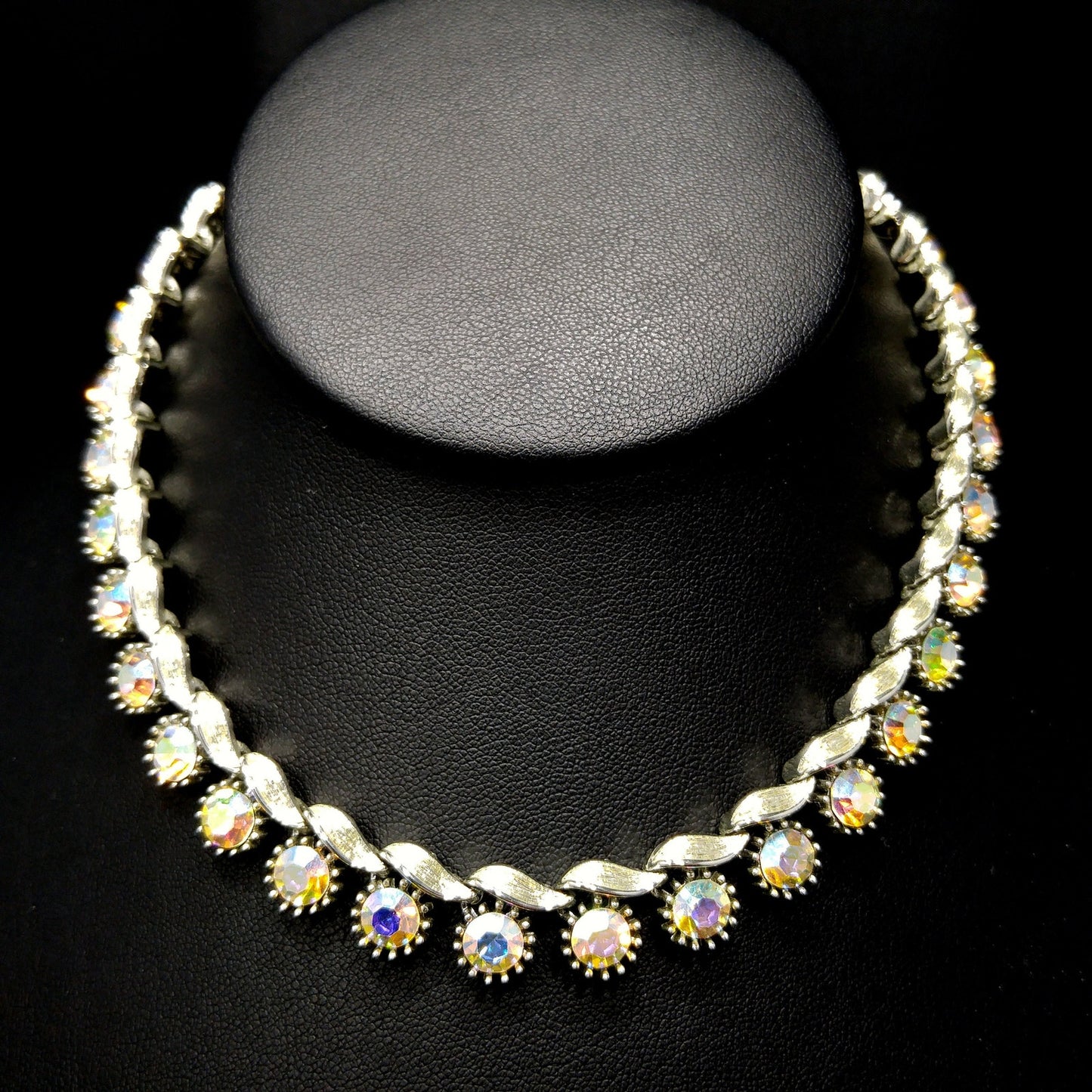 Lisner Aurora Borealis Rhinestone Necklace, 1960s Vintage Jewelry