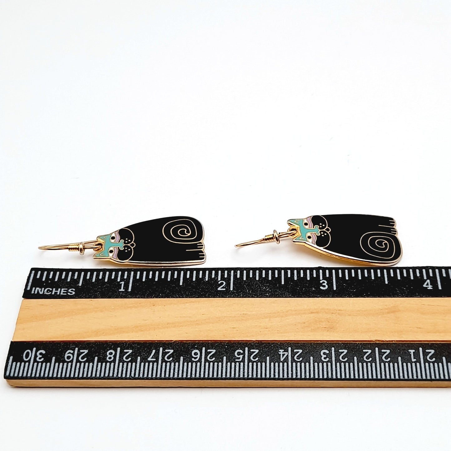 Vintage Laurel Burch Olivia Black Cat Earrings