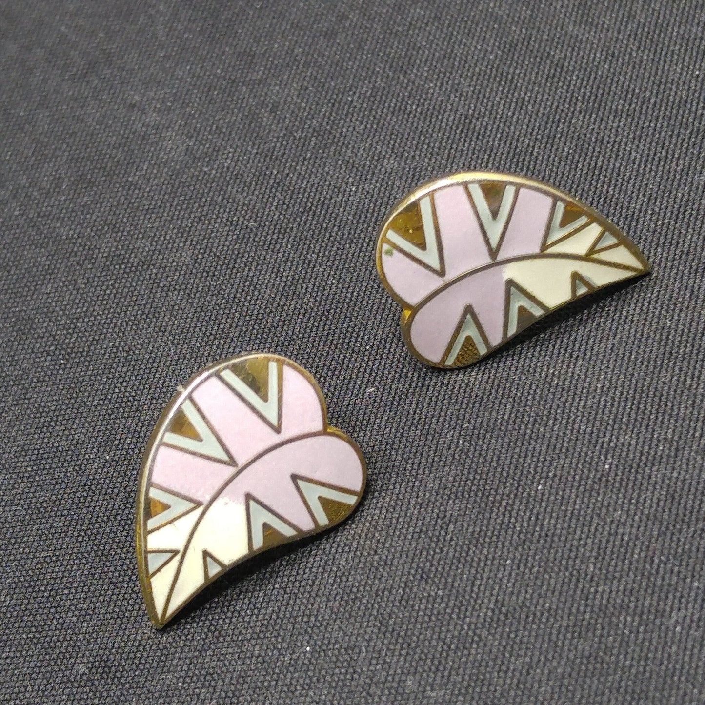 Laurel Burch "Petite Petal" Post Earrings, Lavender Leaves, Gold Plated, 1980s