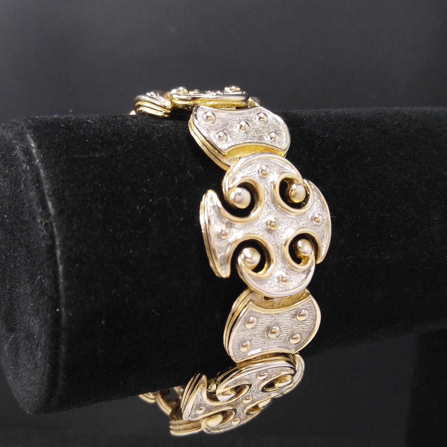 Vintage CINER Maltese Cross Bracelet, 22K Gold Plated, Silver Gold Tone