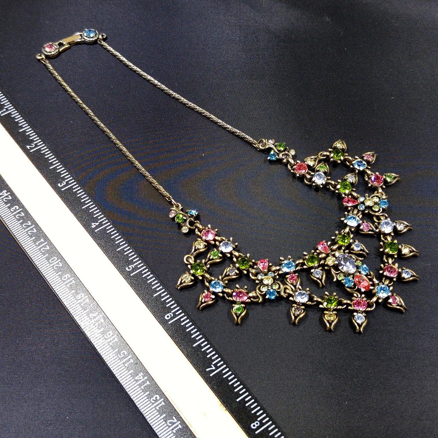 Hollycraft Pastel Rhinestone Necklace, Stamped Copr 1950, 1950s Vintage Jewelry