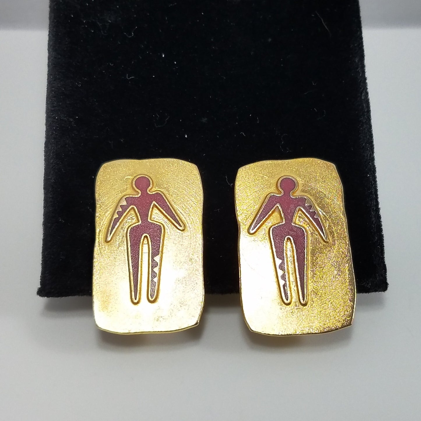 Vintage Laurel Burch "Old Soul" Clip Earrings, Gold Plated, 1980 Vintage Jewelry