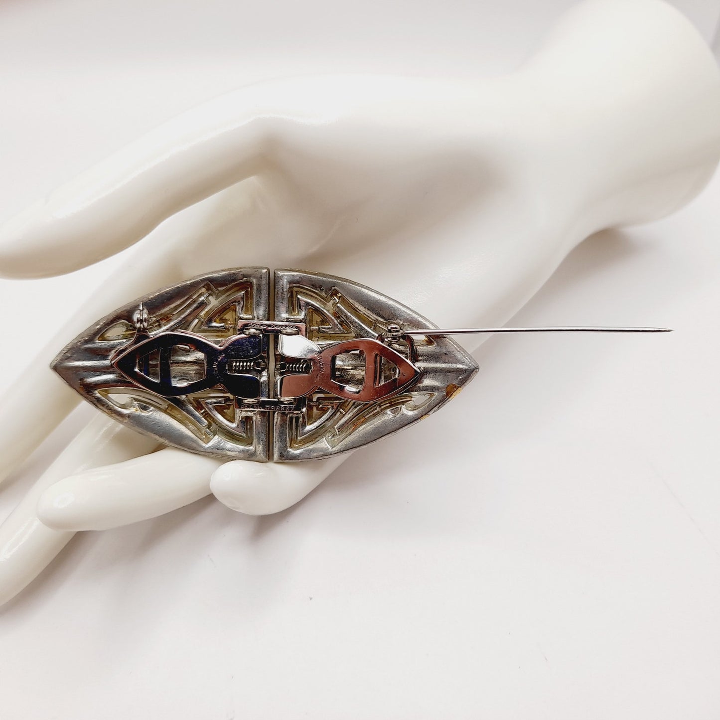 Coro Duette Rhinestone Brooch, Art Deco Dress Clips, Patent 1798867