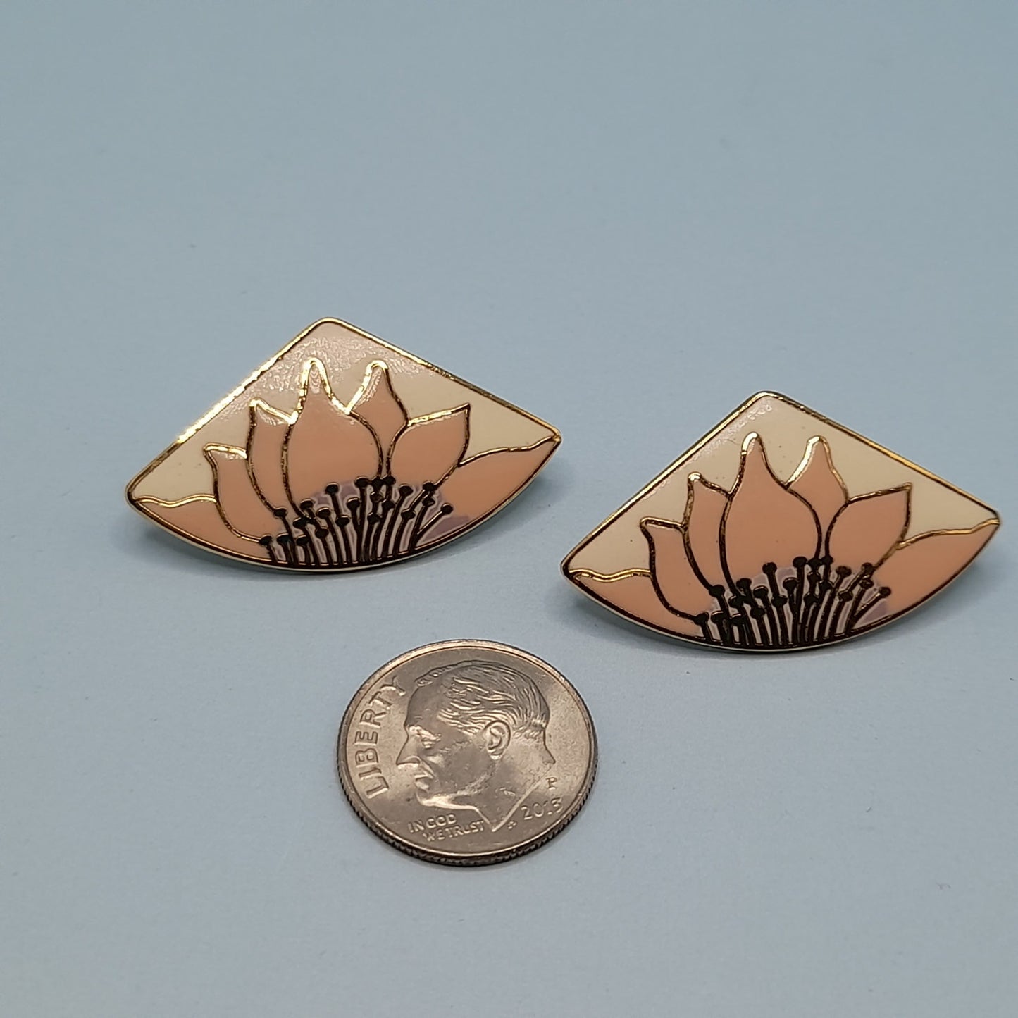 Vintage Laurel Burch Pink Flower Earrings - Gold Plated