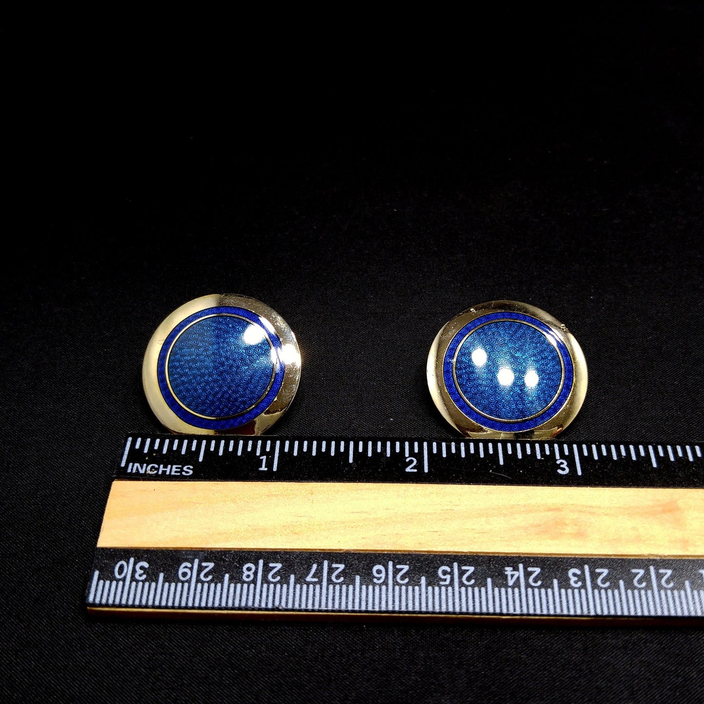 Laurel Burch "Victoria" Clip Earrings, Blue Enamel, Gold Plated, 1980s Vintage