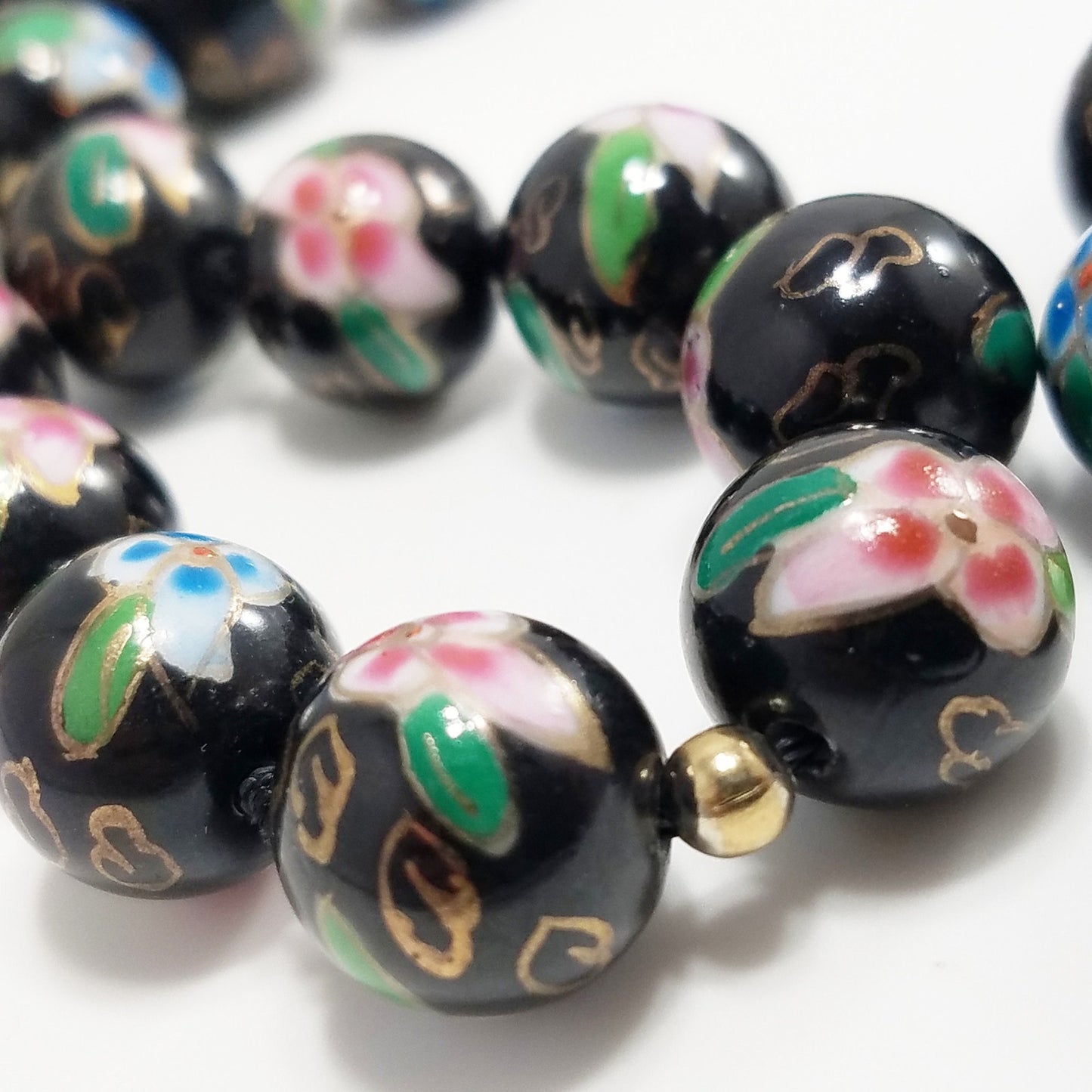 Vintage Chinese Hand Knotted Beaded Necklace, Imported 1960s