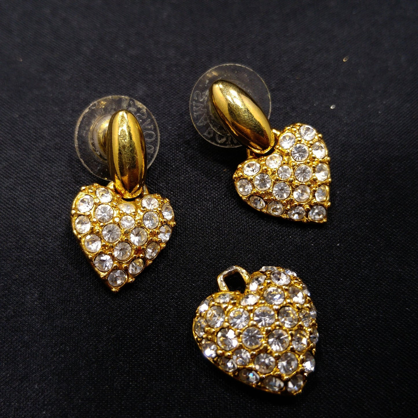 Swarovski Swan Logo Heart Earrings & Pendant Set, Gold Plate, Clear Pave Crystal