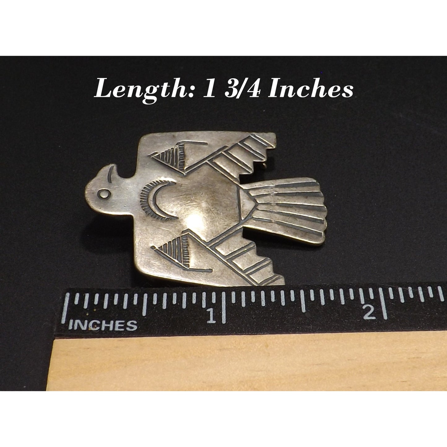 Thunderbird IH Coin Silver Brooch, Indian Handcrafts Shop Trademark, Vintage Jewelry Pin