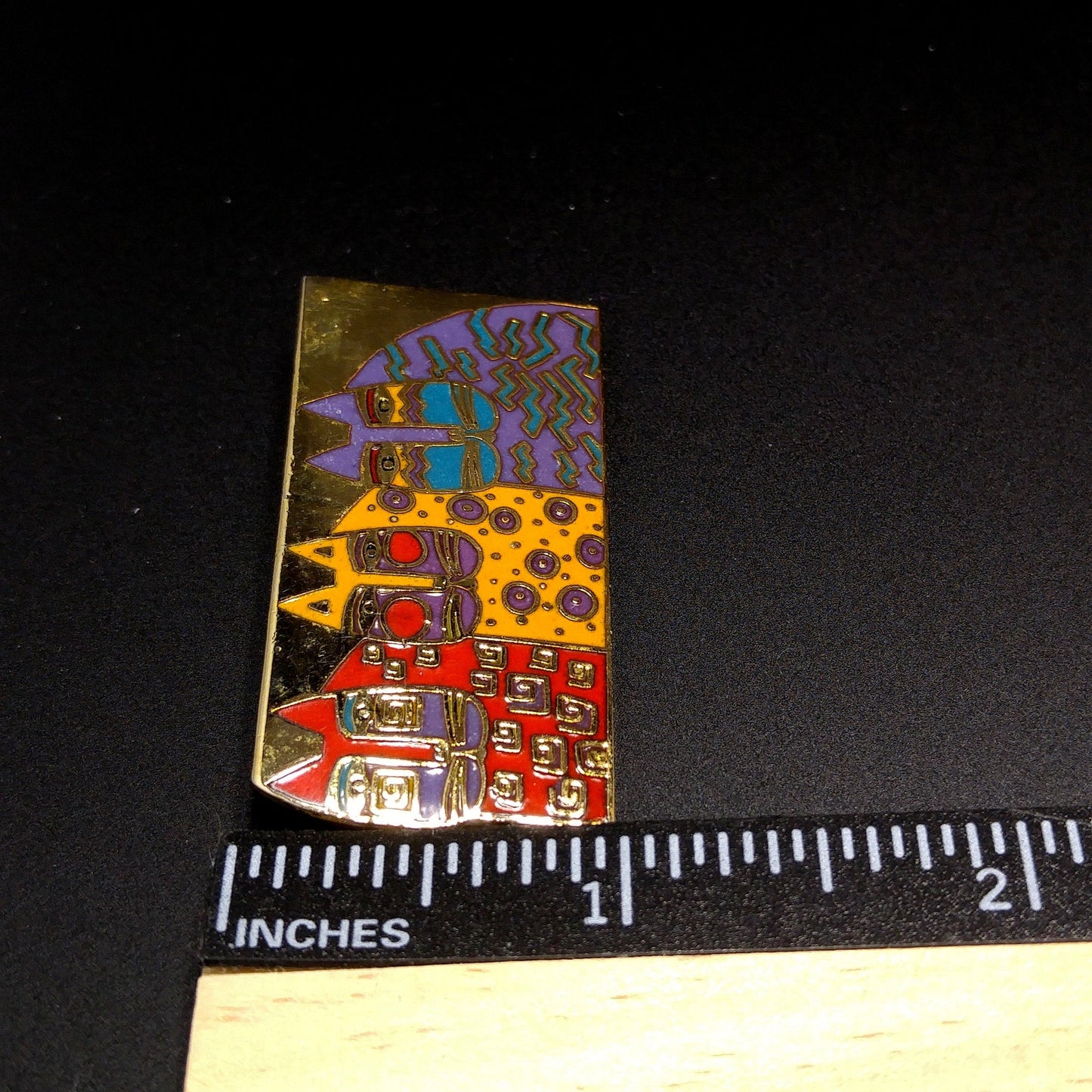 Laurel Burch "Wild Cats" Cloisonné Brooch, Three Cats Pin, 1980s Vintage Jewelry