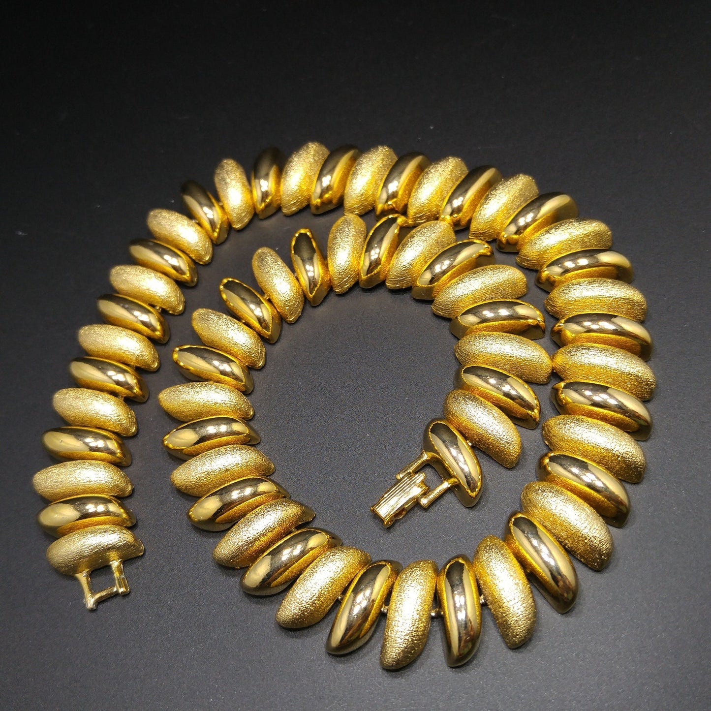 Vintage Smooth Textured Choker Necklace, Gold Plated, 1980s Vintage Jewelry