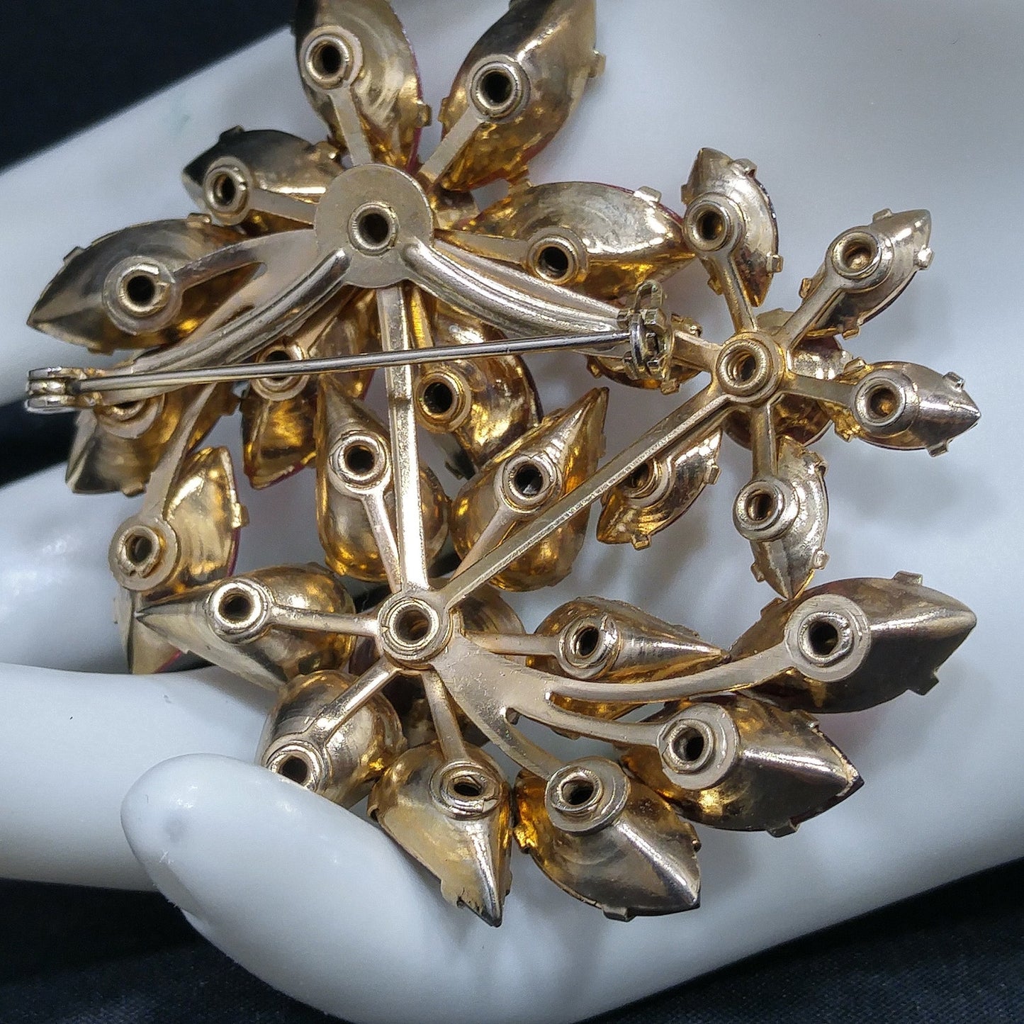 Vintage Beau Jewels Rhinestone Set – 1950s Brooch & Earrings, Red AB Crystals