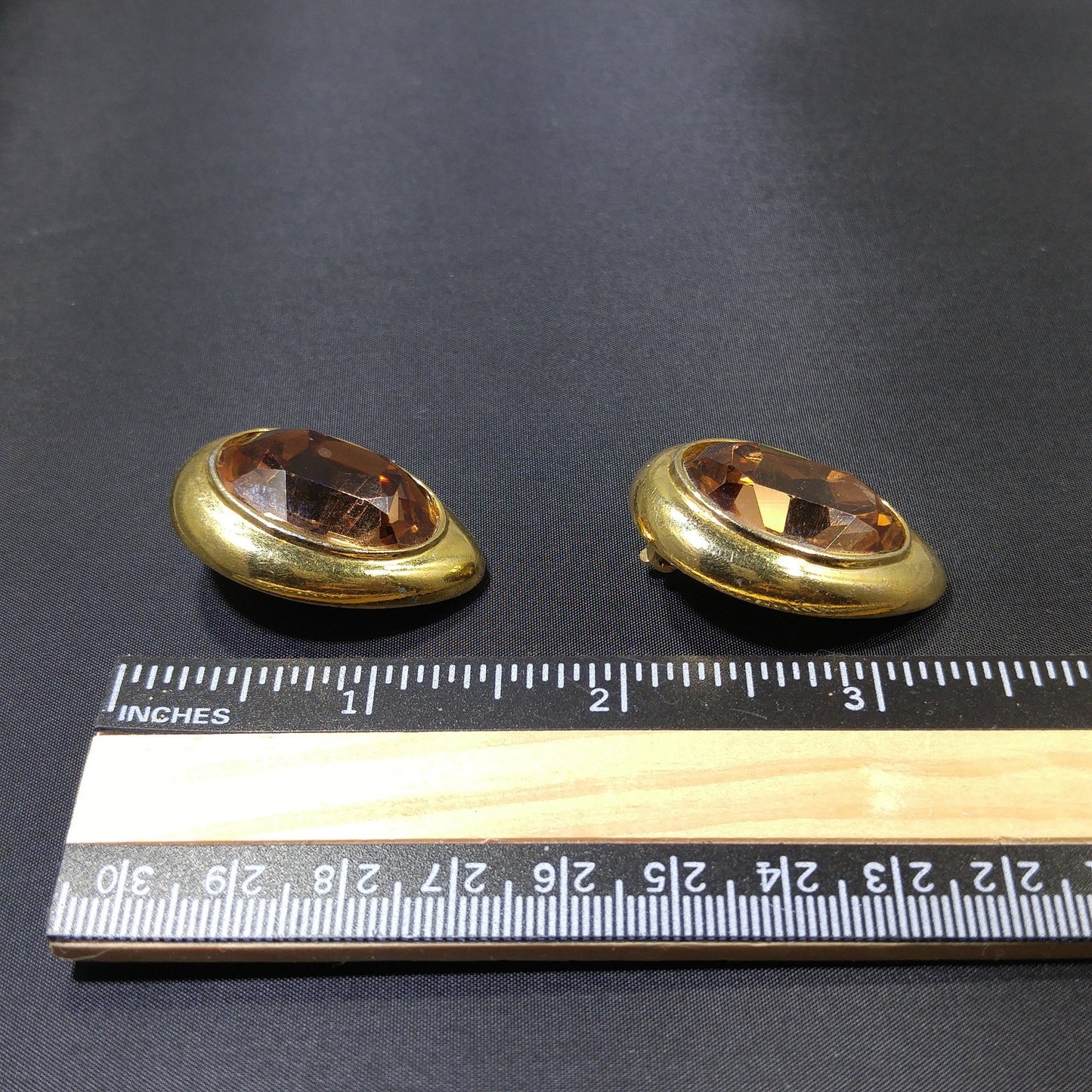 Ciner Large Topaz Rhinestone Earrings, Gold Plated, 1980s Vintage Jewelry