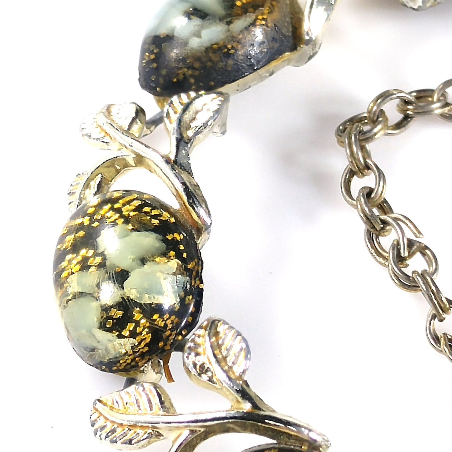 Lucite Glitter Cabochon Choker Necklace, Mid-century, 1950s Vintage Jewelry