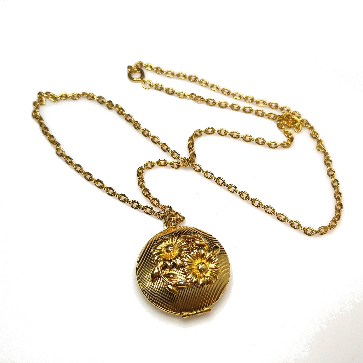 Vintage Perfume Floral Locket Necklace, Solid Perfume Inside, 1960s Vintage Jewelry