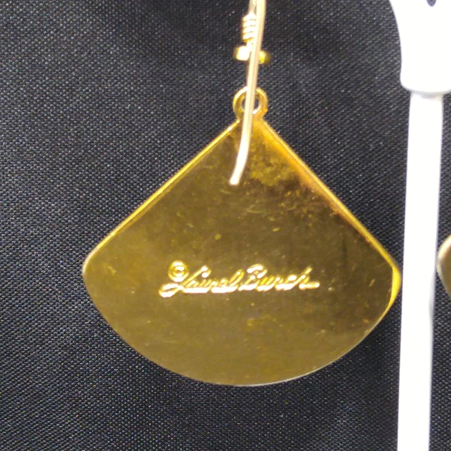 Laurel Burch Floral Earrings, Gold Plating, Black Enamel, Willow Fan, 1980s Vintage Jewelry