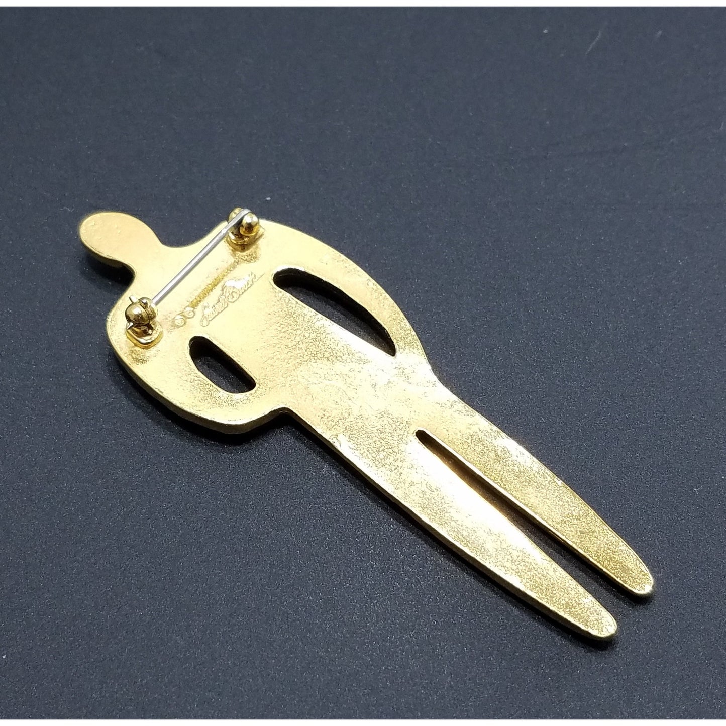 Vintage Laurel Burch Tribal Spirit Person & Child Brooch, Gold Plated