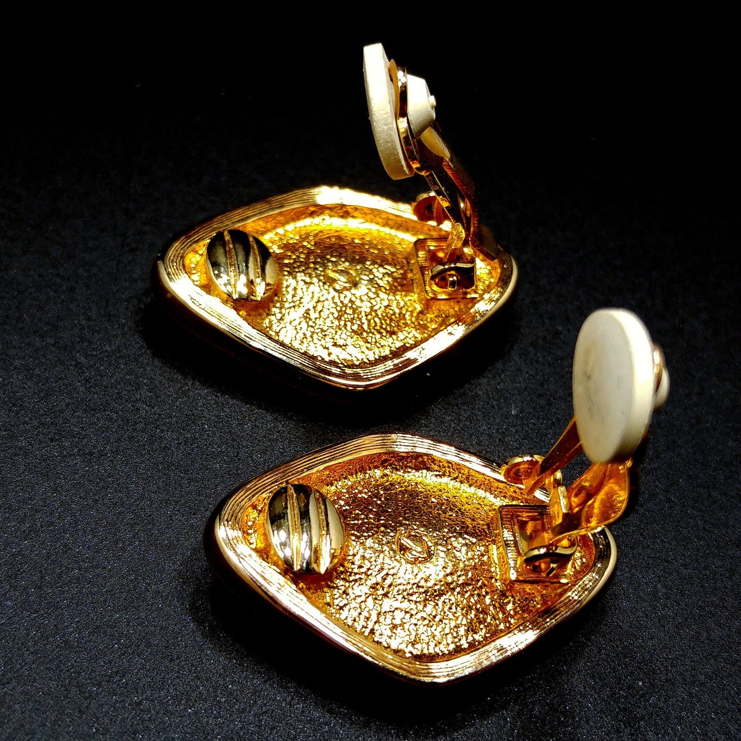 Vintage Swarovski Swan Logo Clear Crystal Clip Earrings Gold Plated 1990s