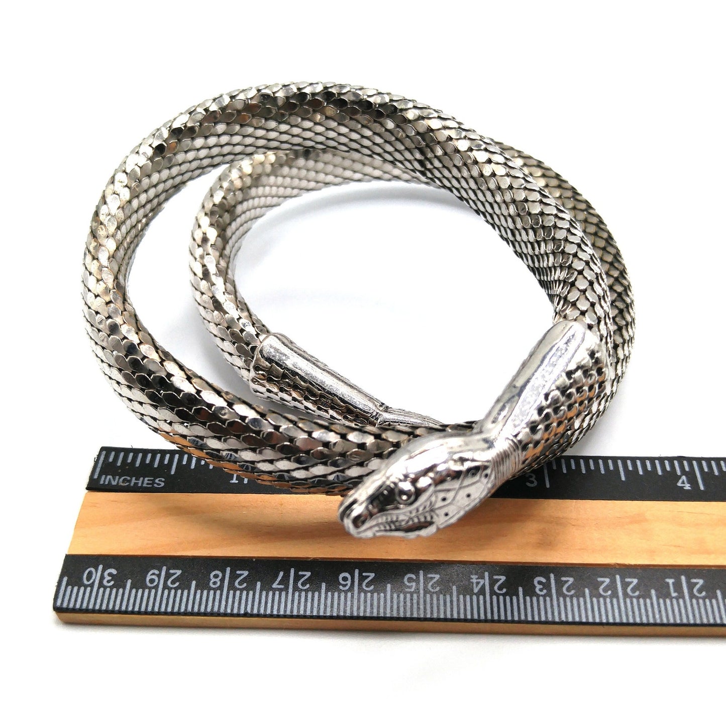 Whiting & Davis Snake Mesh Necklace Bracelet 1970s Egyptian Revival Book Piece