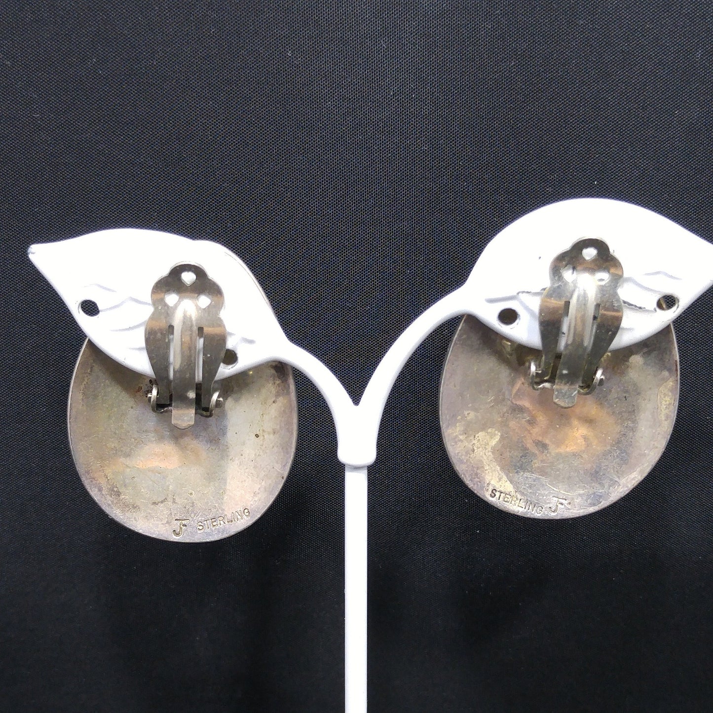 Navajo Clip Earrings, Sterling Silver Kokopelli, Della & Francis James, 1960s