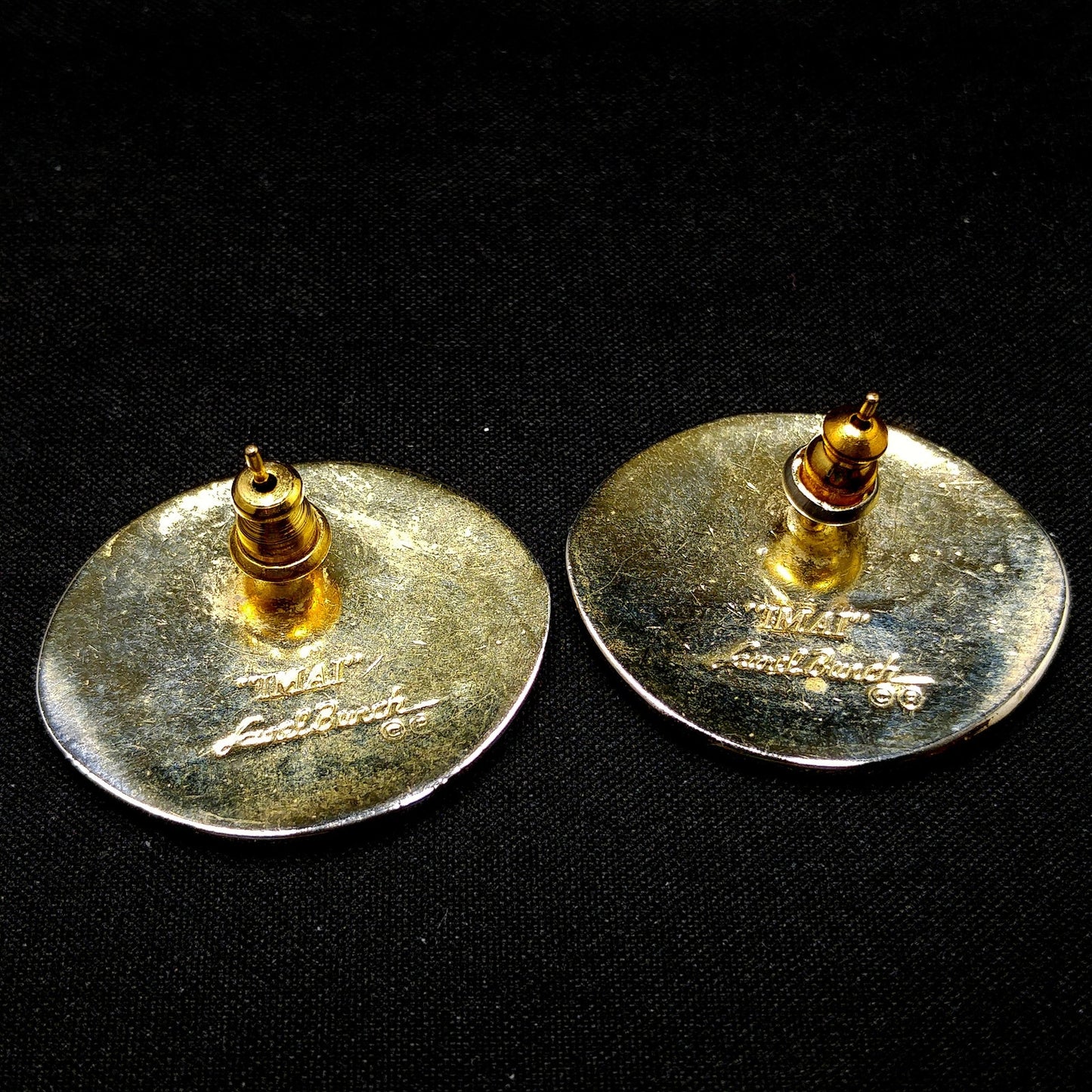 Laurel Burch "IMAI" Floral Post Earrings, Gold Plated, 1980s Vintage Jewelry