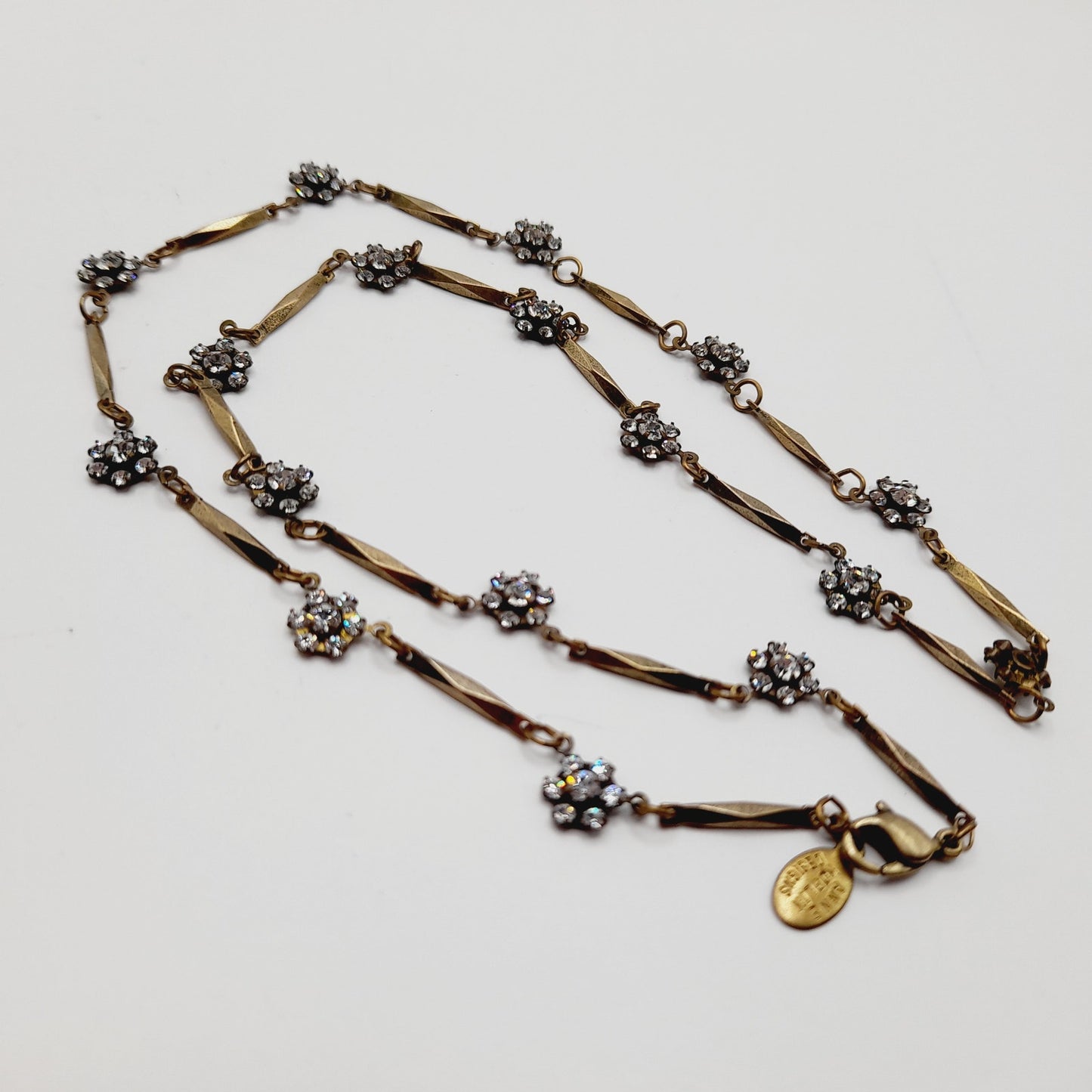 Anne Koplik Designs Necklace – Clear Rhinestone Floral Clusters, Signed Vintage