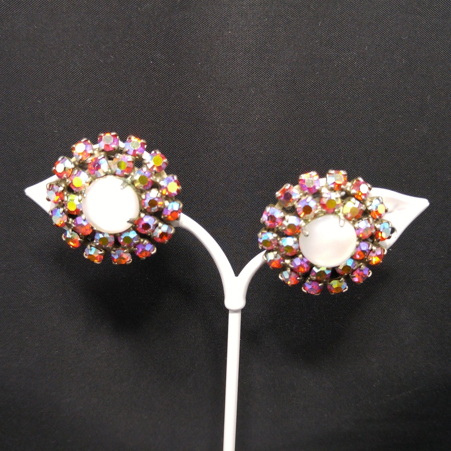 Vintage Juliana Clamper Bracelet & Earrings, DeLizza Elster, Red AB Rhinestones