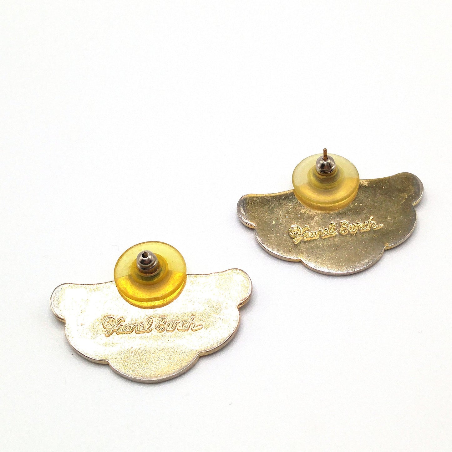 Laurel Burch Red Floral Post Earrings, Two Earrings in One, Gold Plated, 1980s Vintage Jewelry