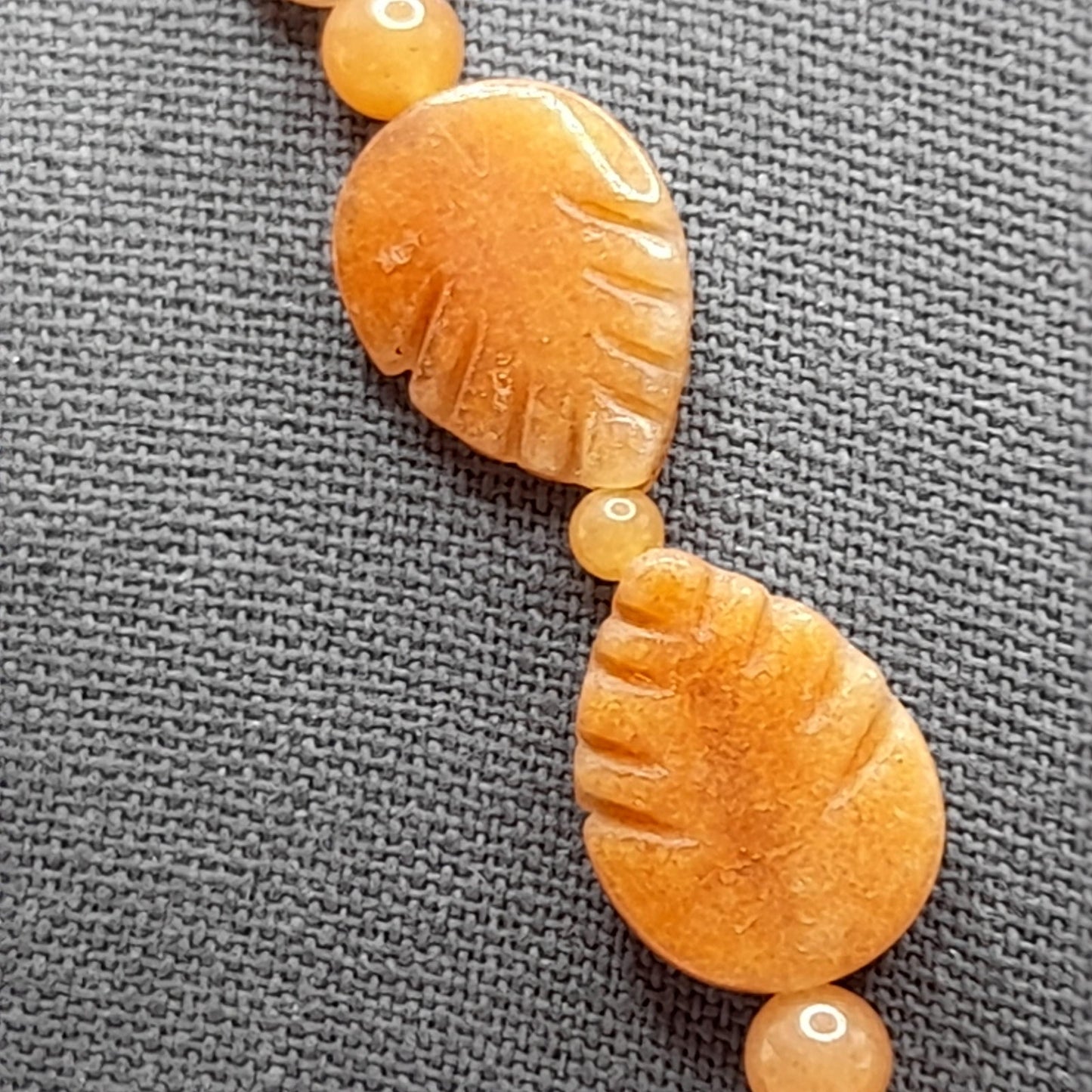 Vintage Carnelian Leaf Necklace, Gemstone Tassel Necklace, 27 Inches, Three Dangles