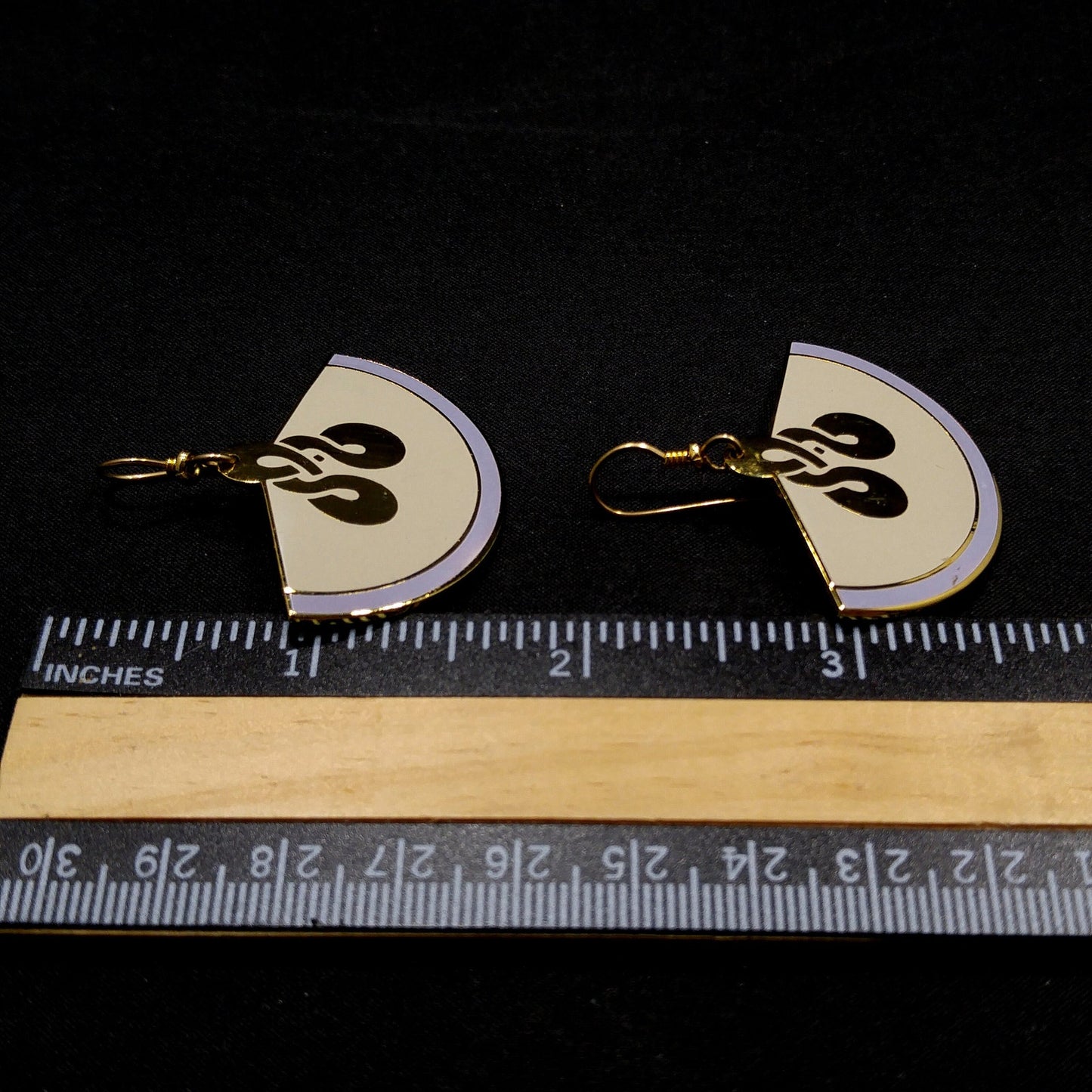 Laurel Burch Large Fan Love Knot Earrings, Gold Plated, Cloisonne Enamel, 1980s