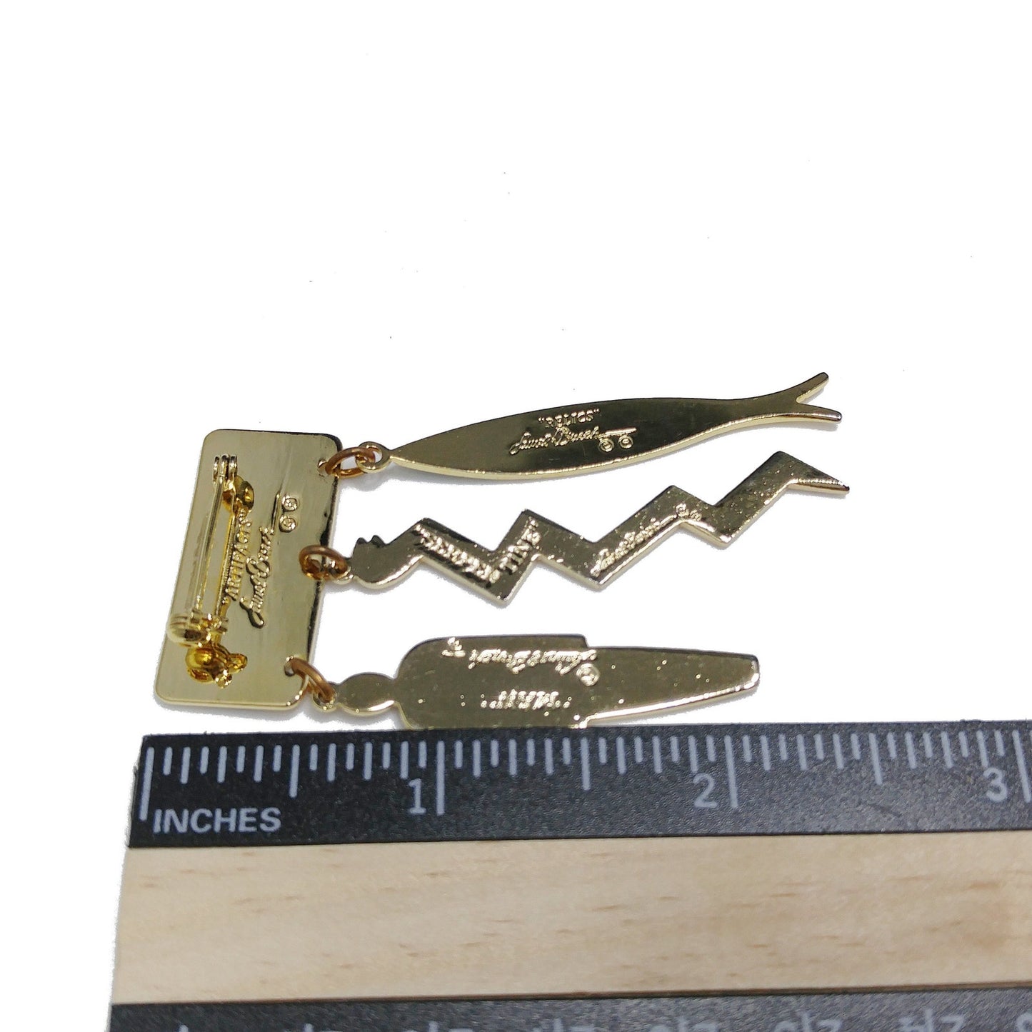 Laurel Burch "Artifacts" Brooch, Fish Snake Man, Gold Plated, 1980s Vintage Jewelry