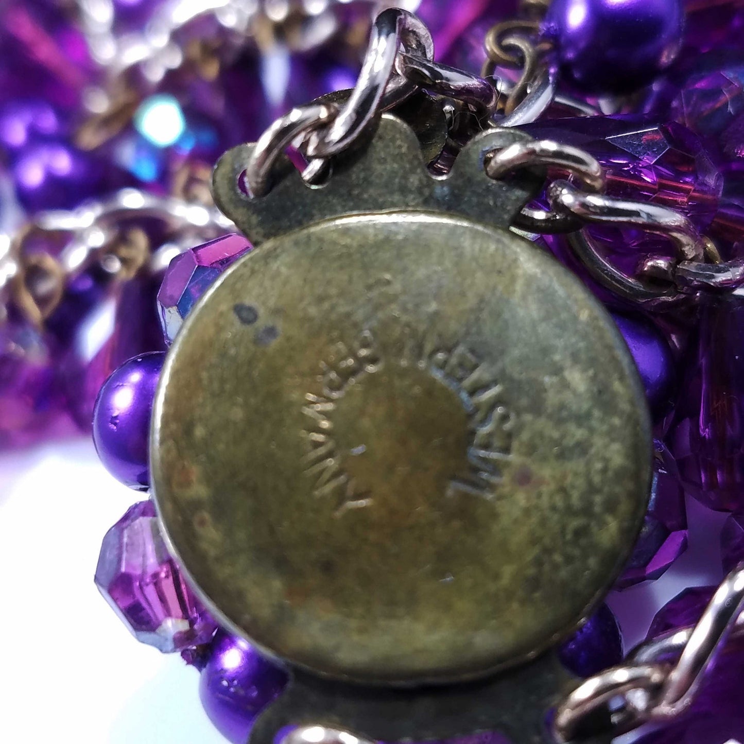 Western Germany Purple Gold Beaded Necklace, 1960s Vintage Jewelry