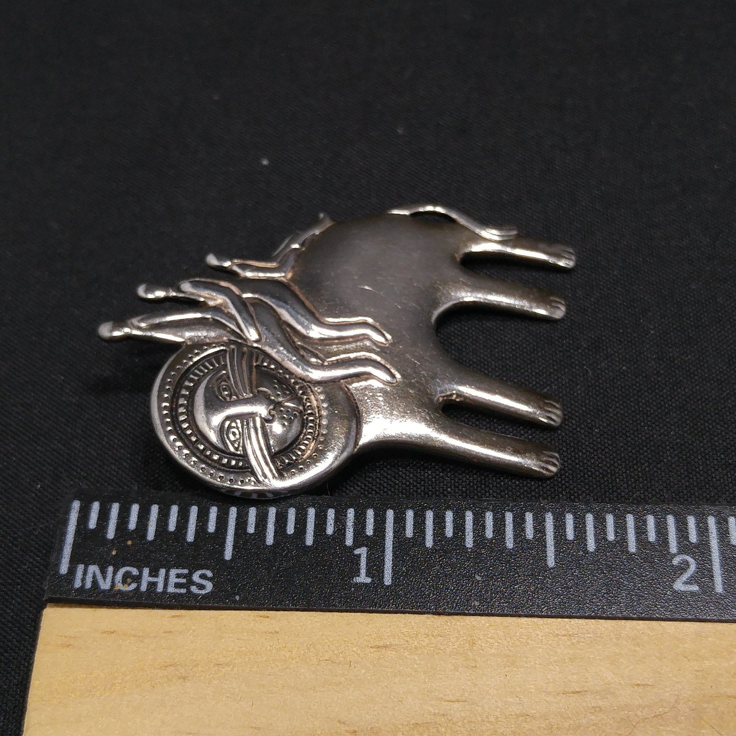 Vintage Laurel Burch Family Large Cat Pendant Brooch, Silver Tone Gold Plated