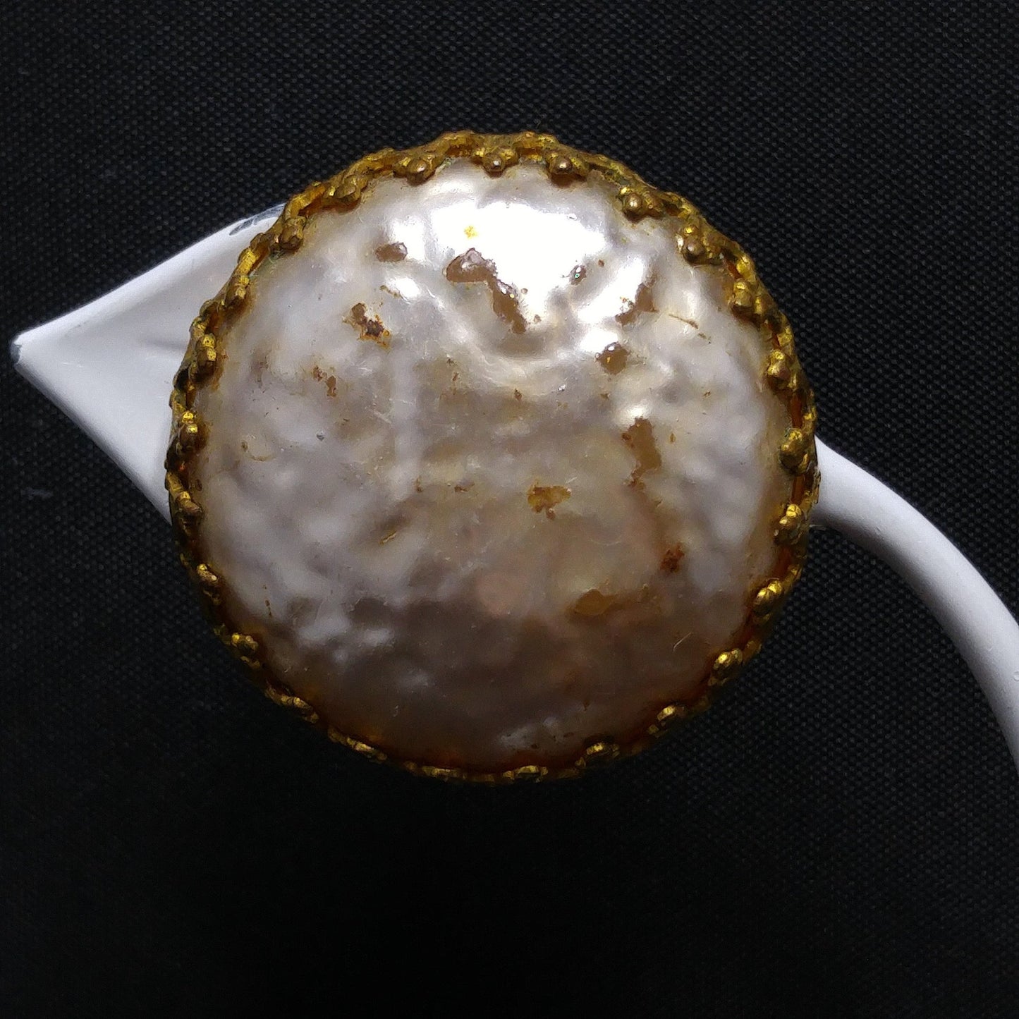 Miriam Haskell Faux Baroque Pearl Button Style Clip Earrings, 1950s Vintage Jewelry