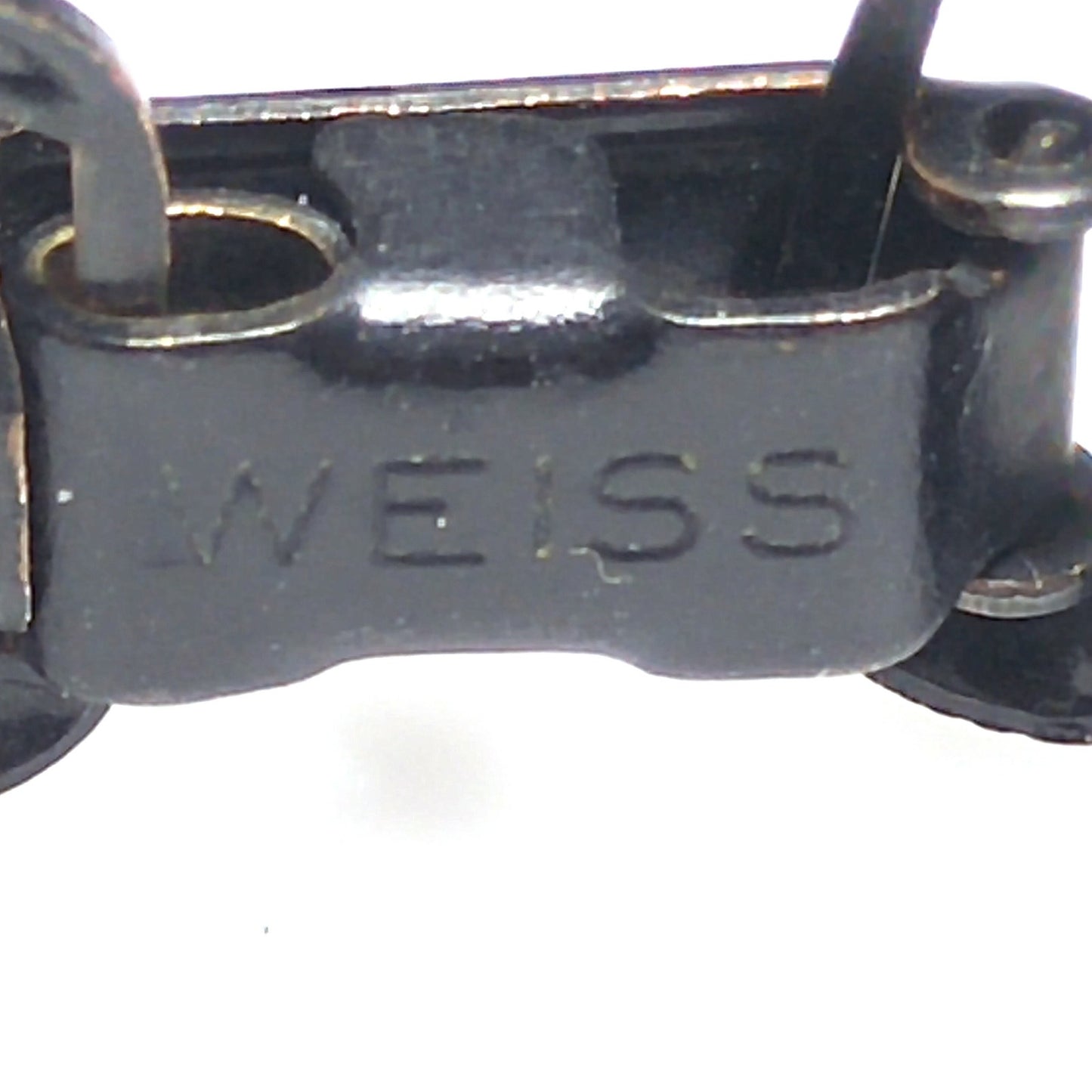 Weiss Black Japanned Bracelet, Black Rhinestones, 1950s Vintage Jewelry