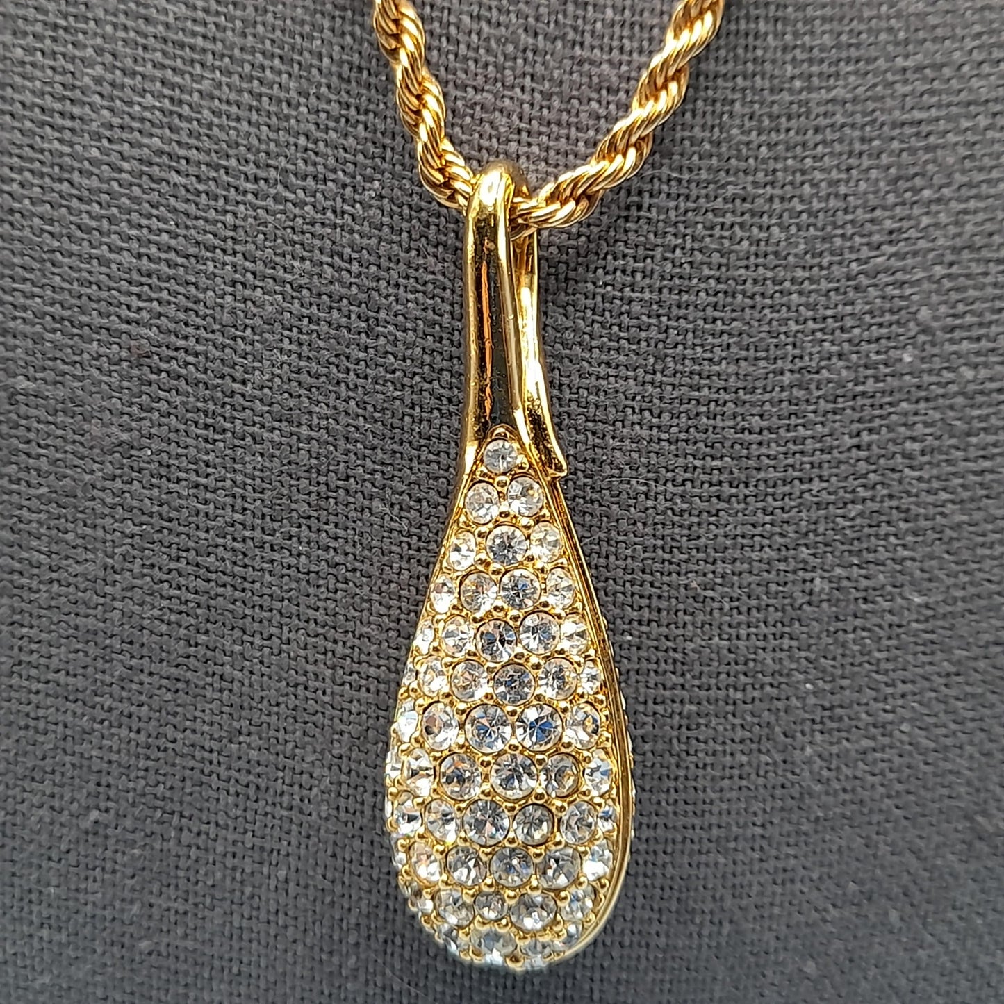 Swarovski Clear Rhinestone Long Pendant Necklace, 30 Inches, Swan Logo