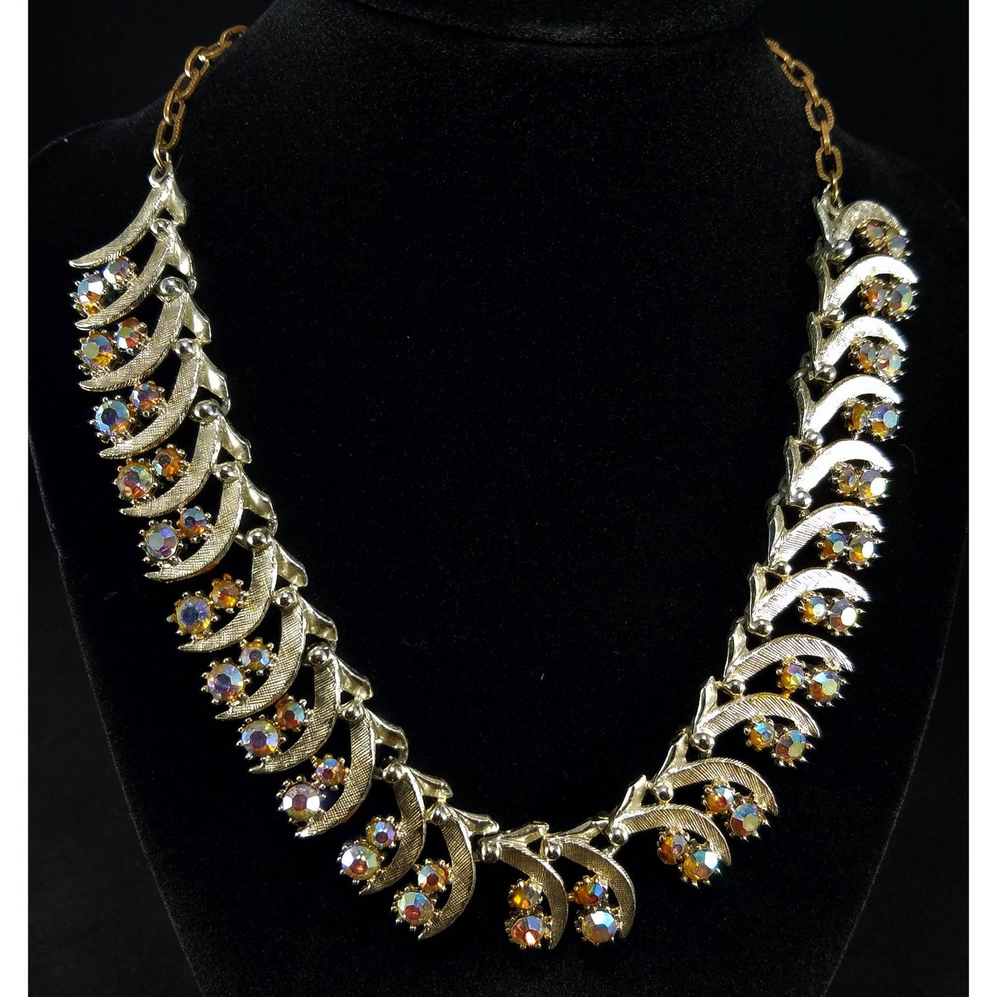 ART Arthur Pepper Rhinestone Necklace, Aurora Borealis, 1950s Vintage Jewelry
