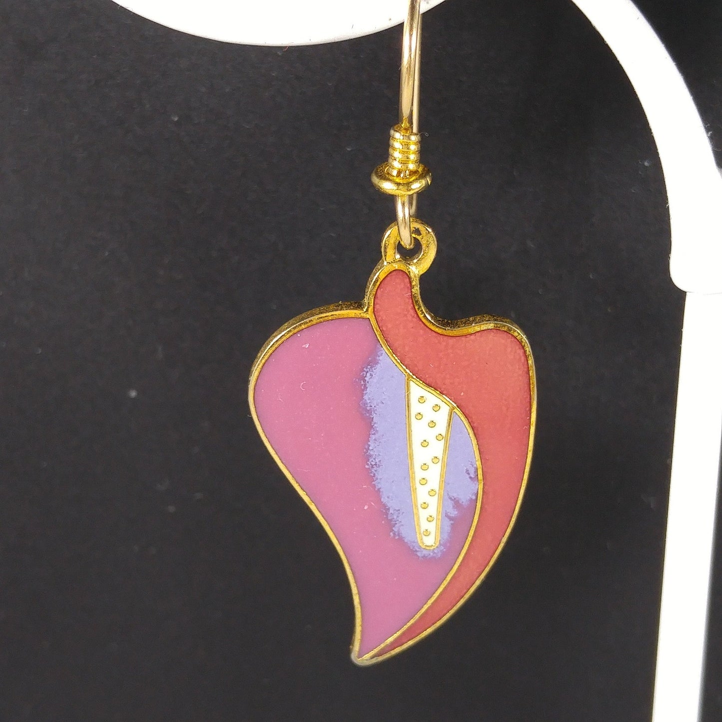 Vintage Laurel Burch "Calla Lily" Floral Drop Earrings, Gold Plated