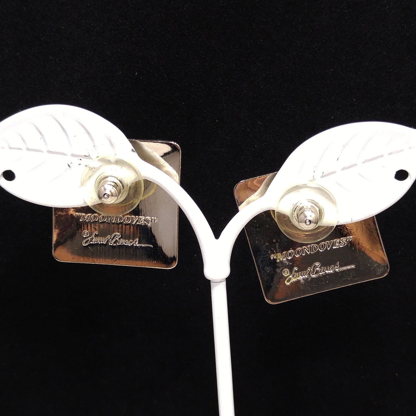 Vintage Laurel Burch "Moondoves" Post Earrings, Rhodium Plated, 1980s