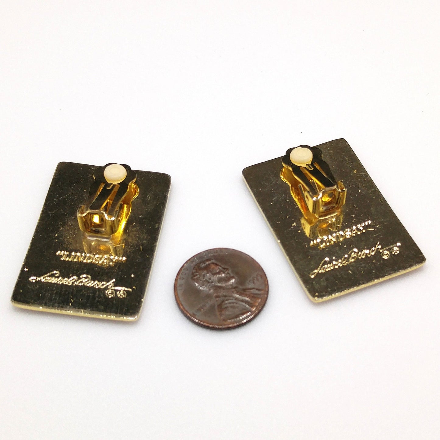 Vintage Laurel Burch "Lindsay" Clip Earrings, Large Geometric